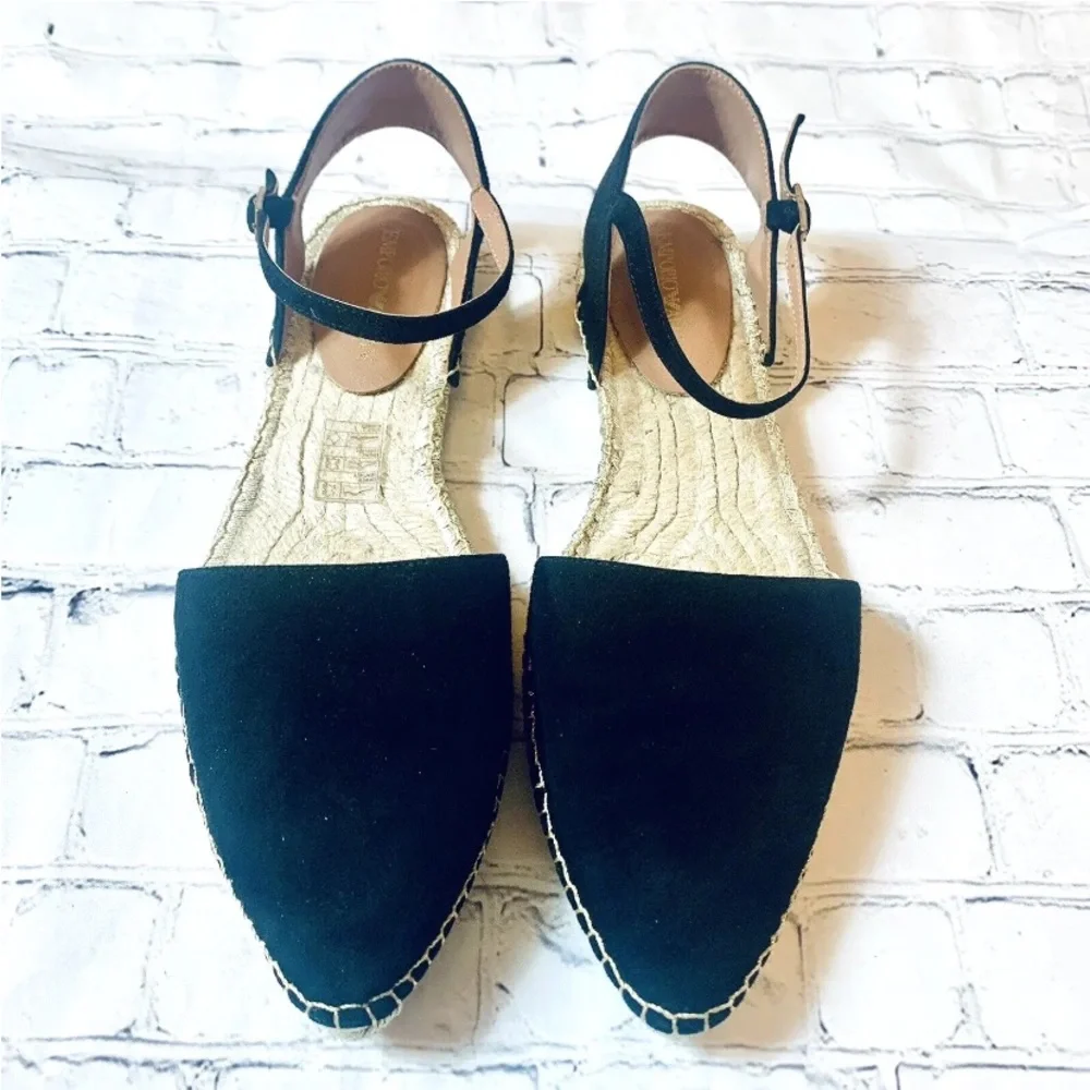 Emporio Armani Womens 40 Espadrille Flats Slingback Strap Logo Black Spain US 9 - Picture 2 of 12